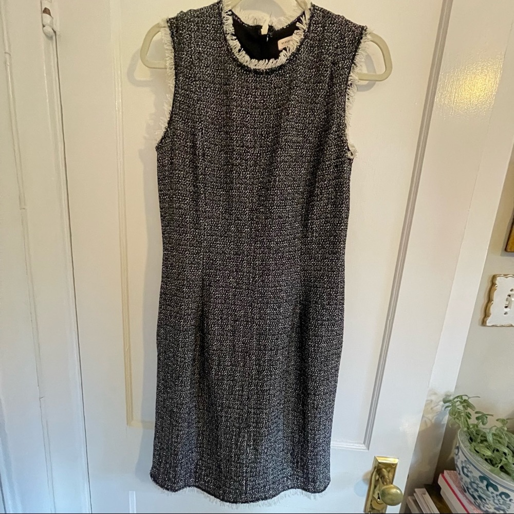 Rebecca Taylor Black and White Bell Tweed Shift Dress with pockets size 6